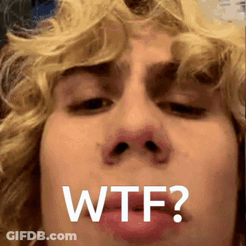 A Close Up Of A Person 'S Face With The Words " WTF " Written On It GIF