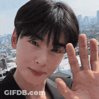 A Close Up Of A Person 'S Face With Their Hand Up In The Air . GIF