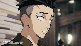 A Close Up Of A Person 'S Face With White Eyes And A Shaved Head GIF