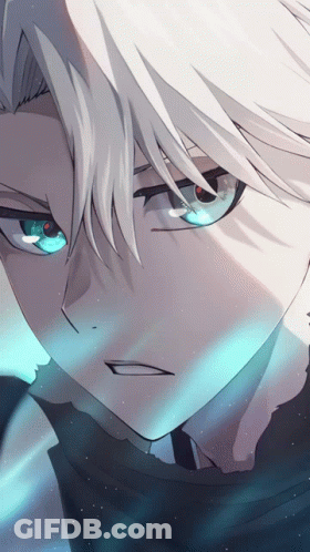 A Close Up Of A Person 'S Face With White Hair GIF