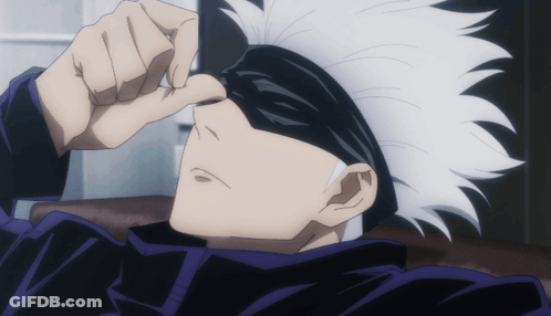 A Close Up Of A Person 'S Face With White Hair And A Black Headband GIF