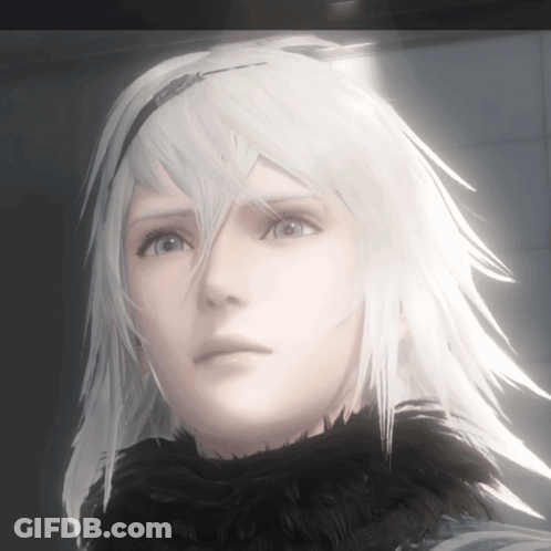 A Close Up Of A Person 'S Face With White Hair And Blue Eyes GIF