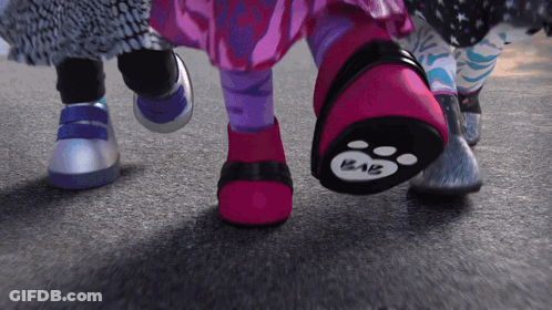 A Close Up Of A Person 'S Feet With A Paw Print That Says Kaiz On It GIF