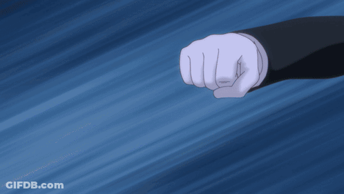 A Close Up Of A Person 'S Fist Against A Dark Blue Background GIF