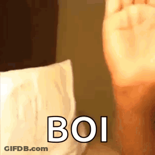 A Close Up Of A Person 'S Foot With The Words Boi Written On It . GIF