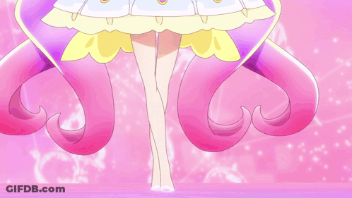 A Close Up Of A Person 'S Legs With Purple Shoes On A Pink Background GIF