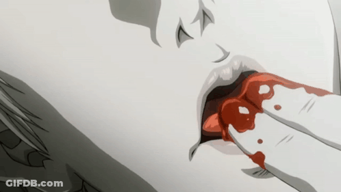 A Close Up Of A Person 'S Mouth With Blood Dripping From It GIF