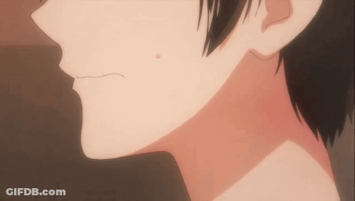 A Close Up Of A Person 'S Neck And Ear With A White Spot GIF