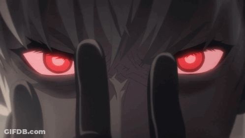 A Close Up Of A Person 'S Red Eyes GIF