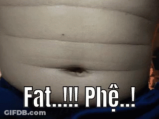 A Close Up Of A Person 'S Stomach With The Words Fat !!! Phe Written On It . GIF