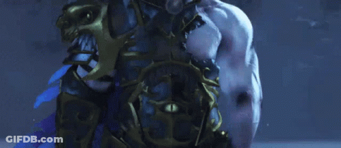 A Close Up Of A Person 'S Torso With A Blue Background GIF