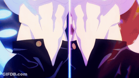 A Close Up Of A Person 'S Torso With A Purple Light Behind Them GIF