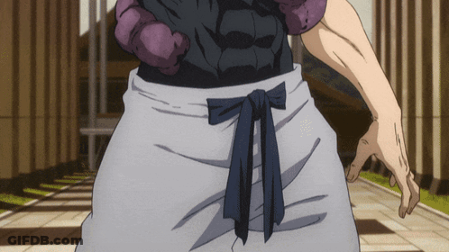 A Close Up Of A Person 'S Waist With A Blue Bow GIF