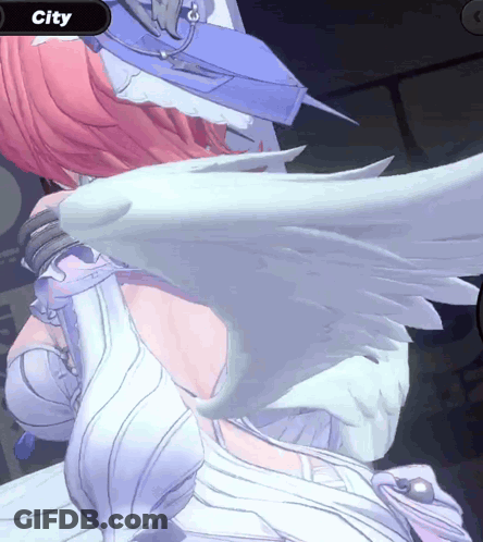 A Close Up Of A Person 'S Wings With The Word City Behind Them GIF