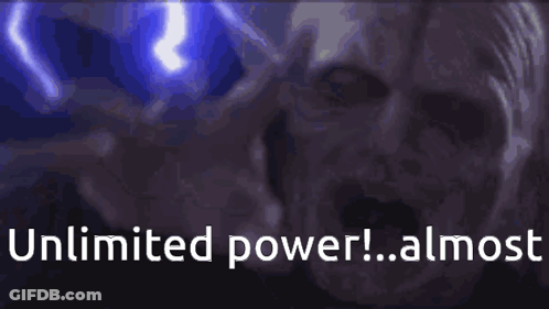 A Close Up Of A Person Screaming With The Words Unlimited Power Almost Written On The Bottom GIF