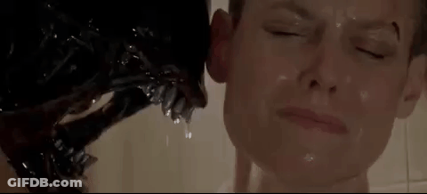 A Close Up Of A Person Taking A Bath With A Monster Coming Out Of Their Mouth . GIF