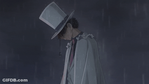 A Close Up Of A Person Wearing A Hat With A Tear Coming Out Of It GIF