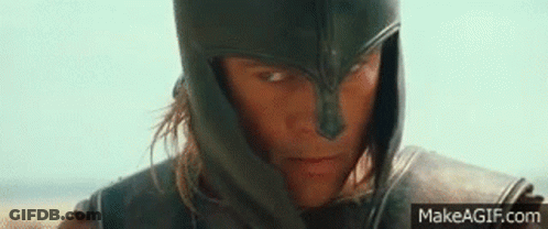 A Close Up Of A Person Wearing A Helmet And Armor . GIF