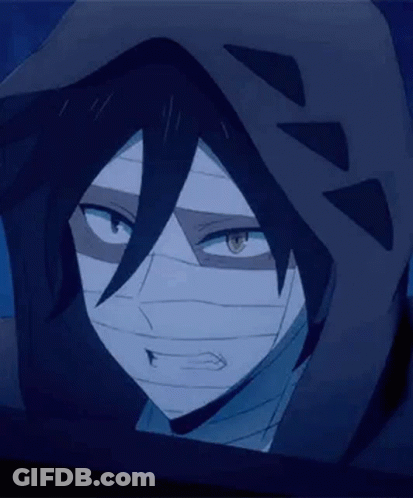 A Close Up Of A Person Wearing A Hooded Jacket And A Bandage On Their Face . GIF