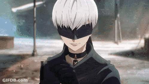 A Close Up Of A Person Wearing A Mask And A Collar GIF