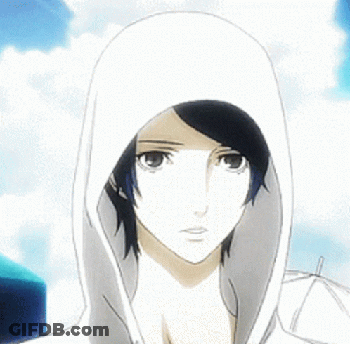 A Close Up Of A Person Wearing A White Hooded Jacket GIF