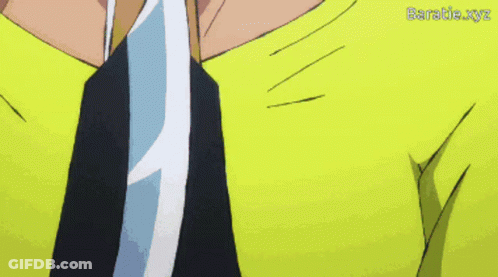 A Close Up Of A Person Wearing A Yellow Shirt And A Black Jacket With The Words Beratie.xyz On The Bottom GIF