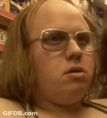 A Close Up Of A Person Wearing Glasses And A Bald Head . GIF