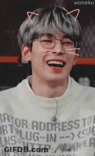 A Close Up Of A Person Wearing Glasses And A Cat Ear . GIF