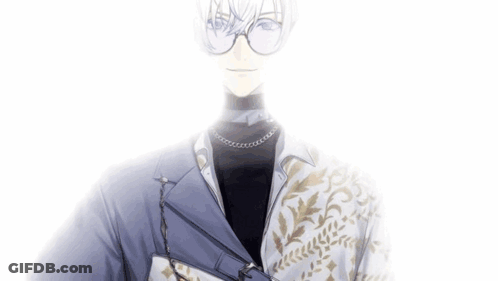 A Close Up Of A Person Wearing Glasses And A Necklace . GIF
