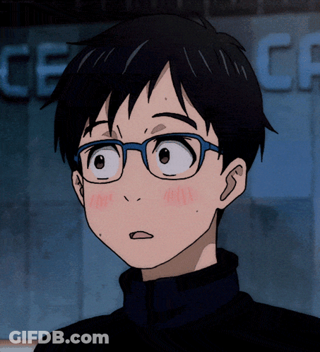 A Close Up Of A Person Wearing Glasses In Front Of A Sign That Says " Ce " GIF