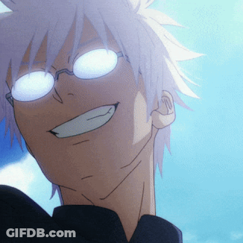 A Close Up Of A Person Wearing Glasses With A Smile On Their Face GIF