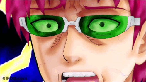 A Close Up Of A Person Wearing Green Glasses And Pink Hair GIF