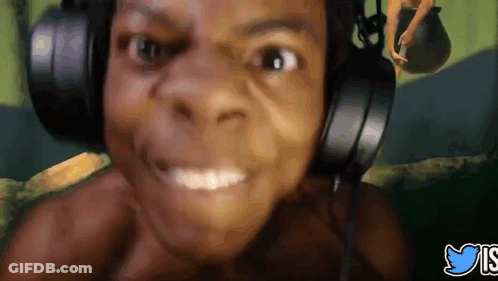 A Close Up Of A Person Wearing Headphones With The Twitter Logo On The Bottom GIF