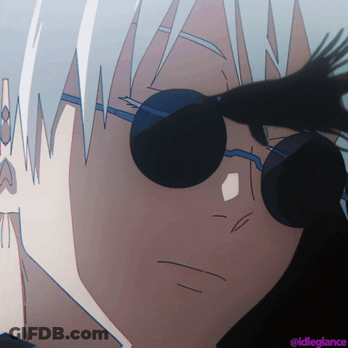 A Close Up Of A Person Wearing Sunglasses With The Idleglance Watermark On The Bottom GIF