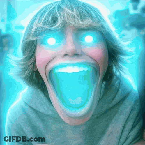 Person With Glowing Blue Eyes GIF