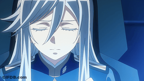 A Close Up Of A Person With Long White Hair GIF