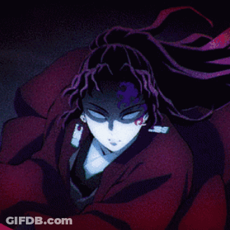 A Close Up Of A Person With Purple Hair And A Red Jacket GIF