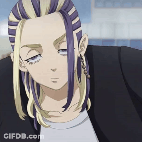 A Close Up Of A Person With Purple Hair GIF