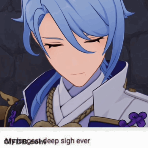 A Close Up Of A Person With The Words My Longest Deep Sigh Ever Below It GIF
