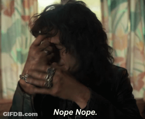 A Close Up Of A Person With The Words Nope Nope GIF