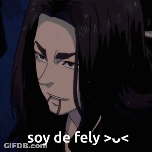 A Close Up Of A Person With The Words Soy De Fely On The Bottom GIF