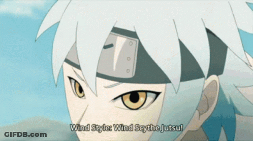 A Close Up Of A Person With The Words Wind Style Wind Say The Jutsu On The Bottom GIF