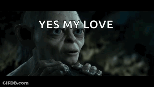 Close Up Of Person With Yes My Love Above GIF