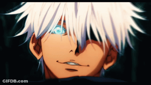 A Close Up Of A Person With White Hair And A Blue Eye GIF
