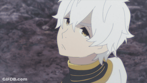 A Close Up Of A Person With White Hair And A Yellow Collar GIF