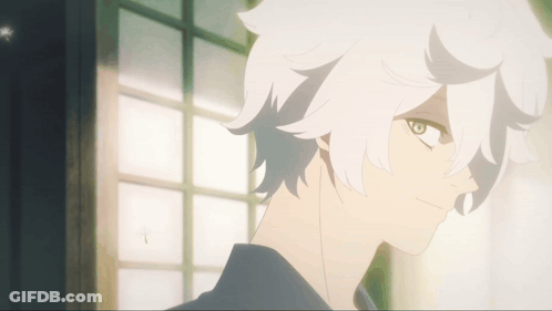 A Close Up Of A Person With White Hair GIF