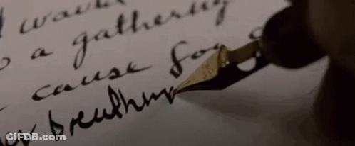 A Close Up Of A Person Writing With A Fountain Pen On A Piece Of Paper . GIF