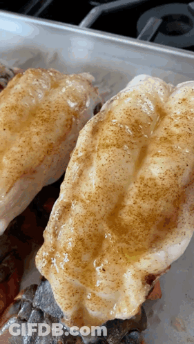 A Close Up Of A Piece Of Food On A Pan GIF