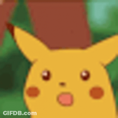 A Close Up Of A Pikachu 'S Face With A Surprised Look On Its Face . GIF