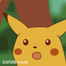 A Close Up Of A Pikachu With A Surprised Look On Its Face GIF